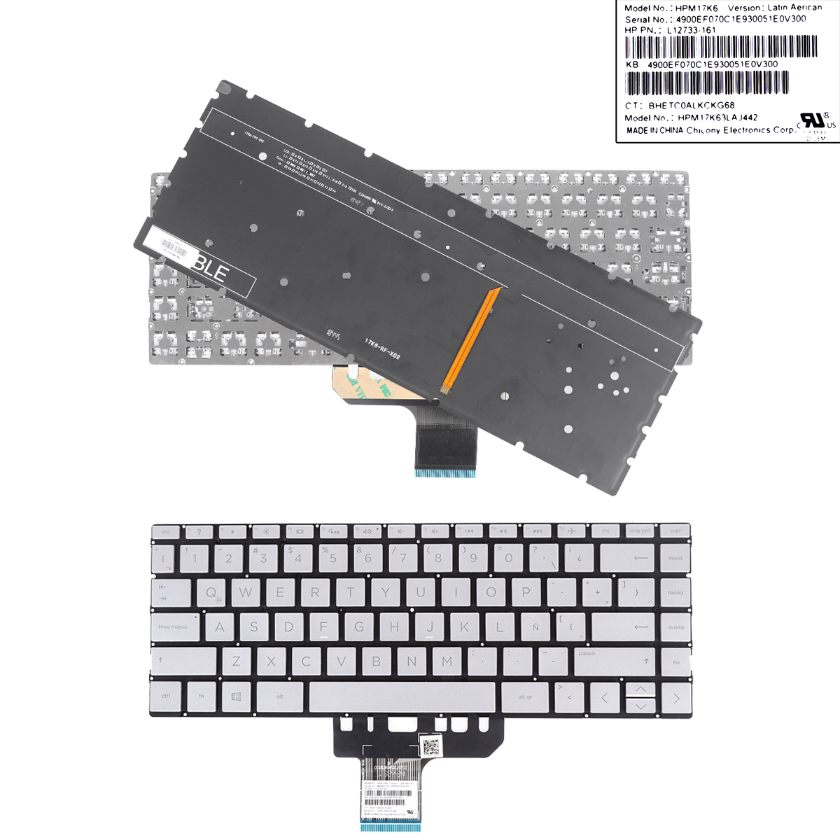 Picture of New Replacement Laptop Keyboard For HP Pavilion 13-an0000 13-an0000ns SILVER (Backlit , Without Frame ,Win 8 ) LA Layout